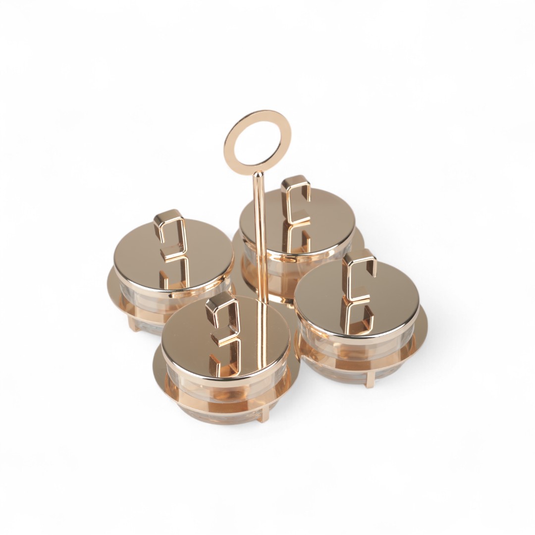 تمرية من سوليتير، طقم 4 حبات مع حامل