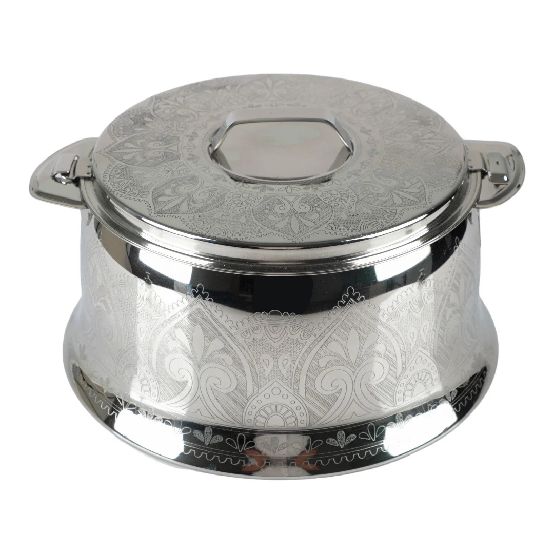 حافظة طعام ماكسيما من الستانلس ستيل، لون فضي بنقوش